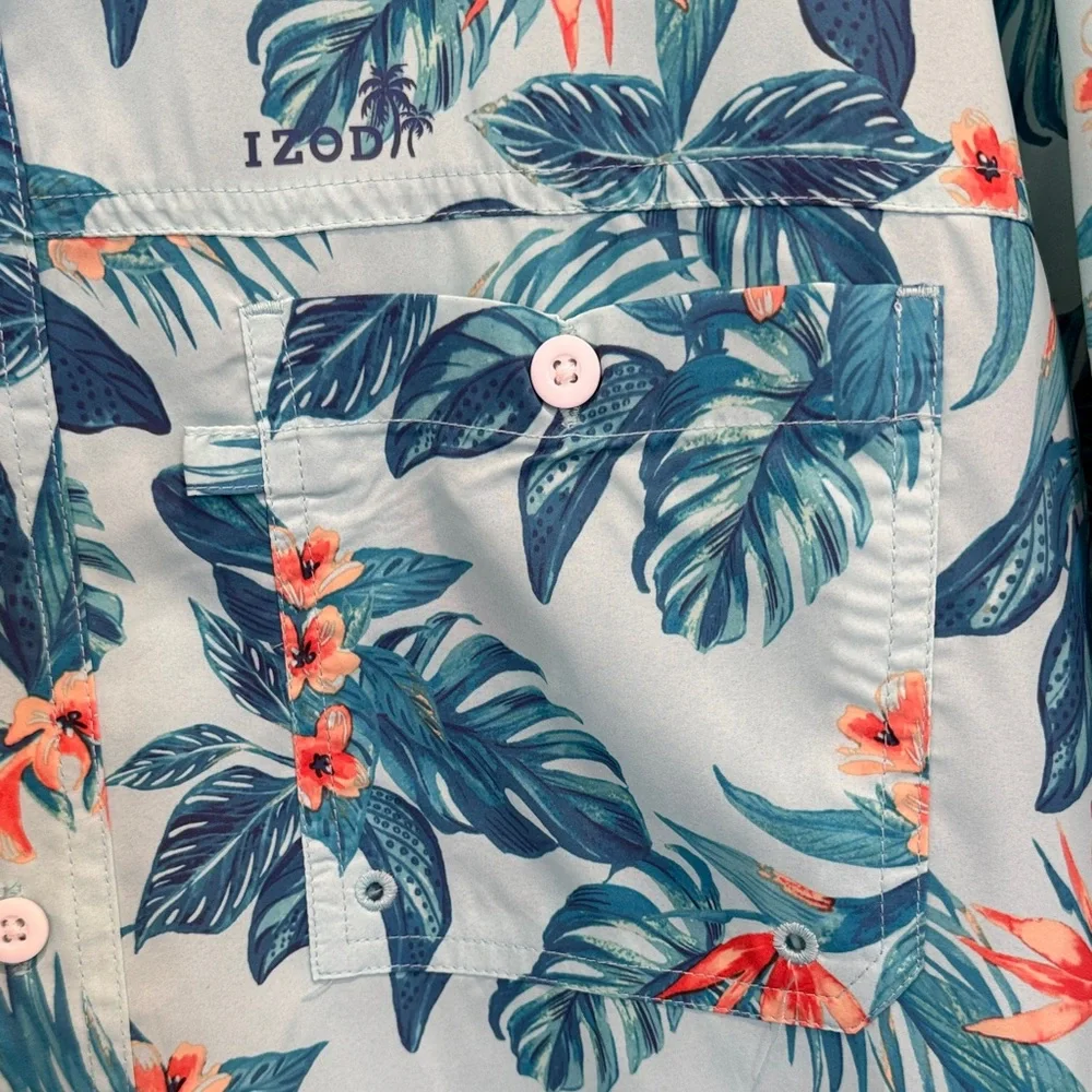 NWT IZOD Saltwater Tropical Floral Shirt Size LT - Picture 7 of 14